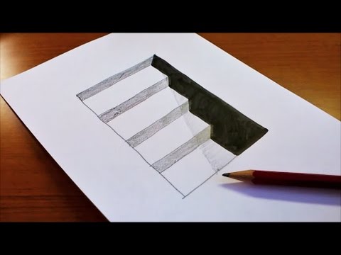 480x360 Very Easy!! How To Draw Hole Stairs For Kids - 3d Drawing Easy