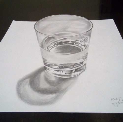 500x495 Glass Of Water Drawing - 3d Drawing Glass Of Water