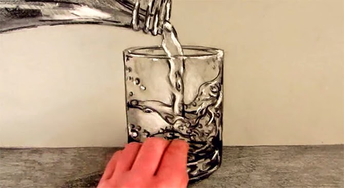 670x367 Easy Tips How To Darw Glass With Water Realistic Hyper Art - 3d Drawing Glass Of Water