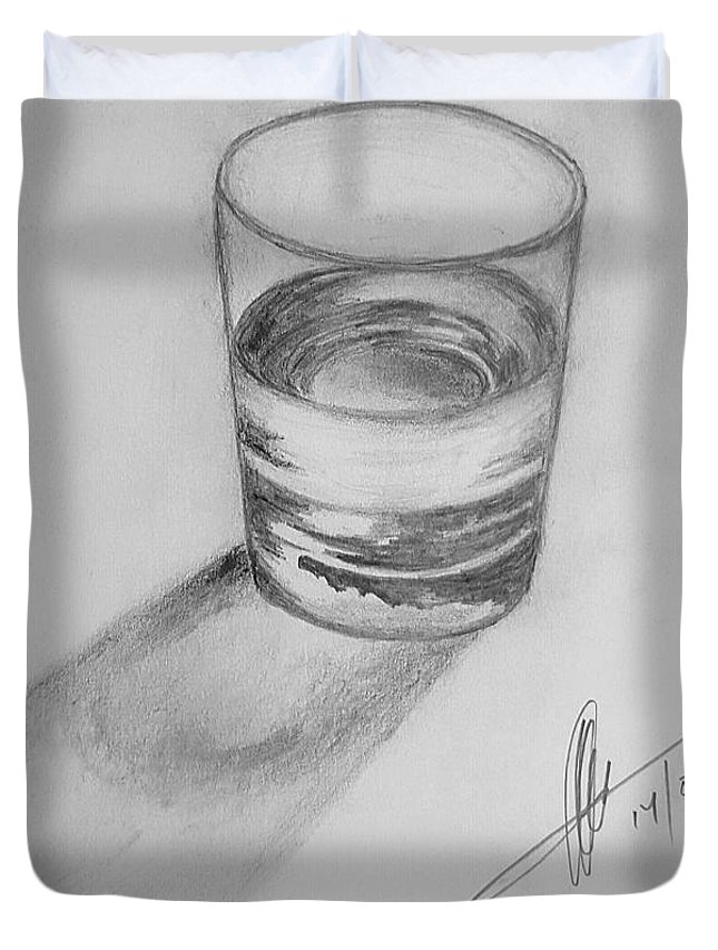 645x853 Glass Of Water Duvet Cover For Sale - 3d Drawing Glass Of Water