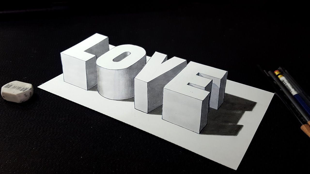 1280x720 How To Draw Love Word - 3d Drawing Love