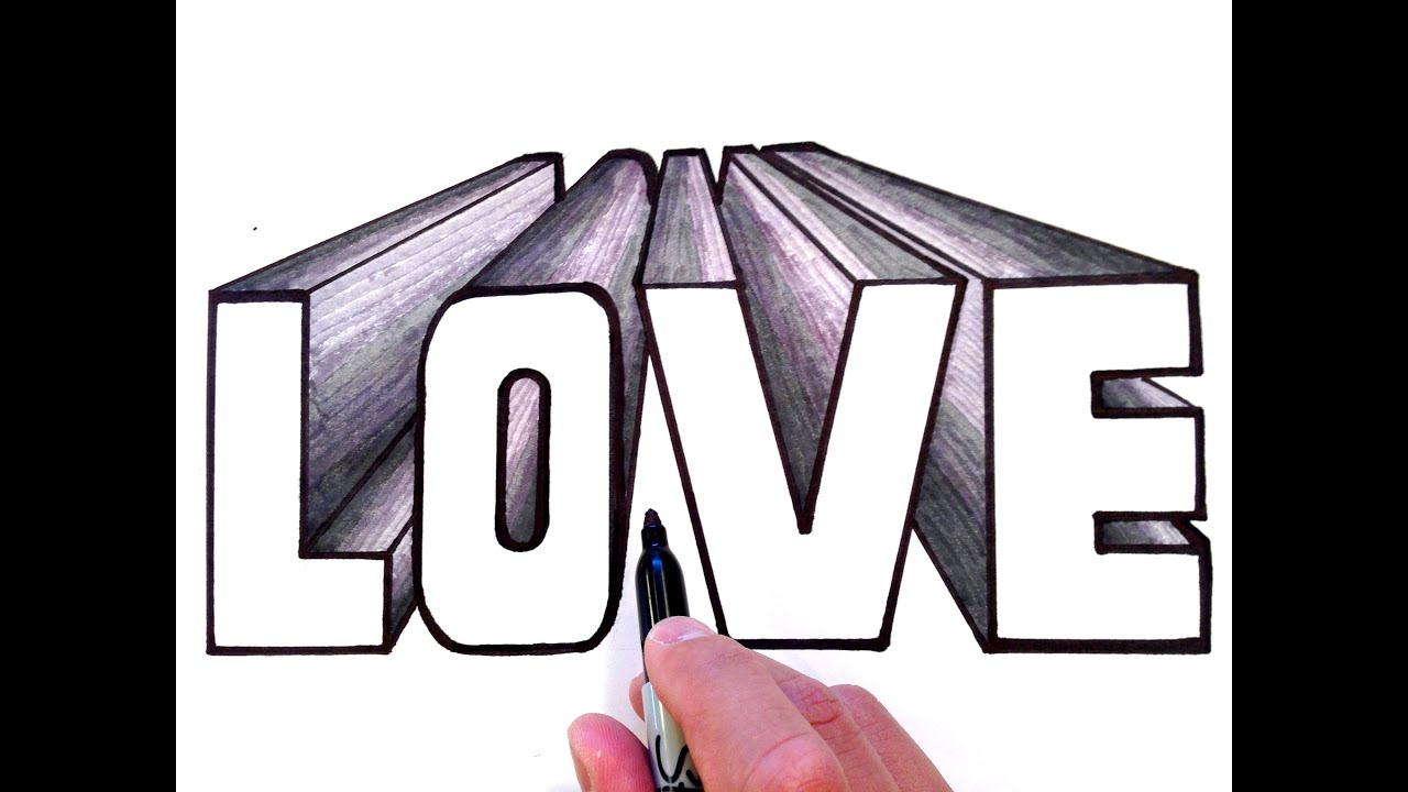 1280x720 How To Draw Love In One Point Perspective - 3d Drawing Love