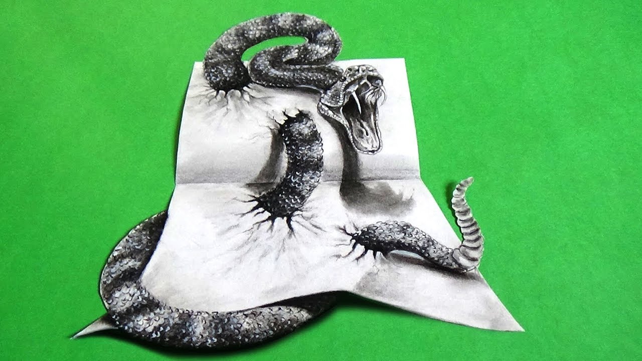 1280x720 Trick Art Drawing - 3d Drawing Of A Snake