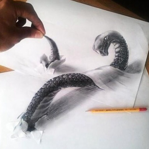500x500 Snake Uploaded - 3d Drawing Of A Snake