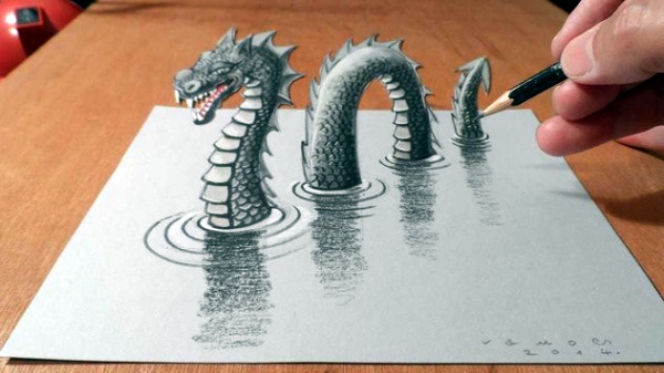 600x337 Mind Blowing Pencil Drawings That Will Confuse Your Brain - 3d Drawing Of A Snake