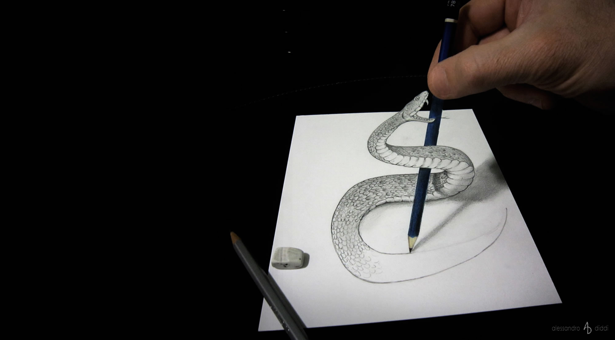 2000x1107 New! Illusion Drawings - 3d Drawing Of A Snake