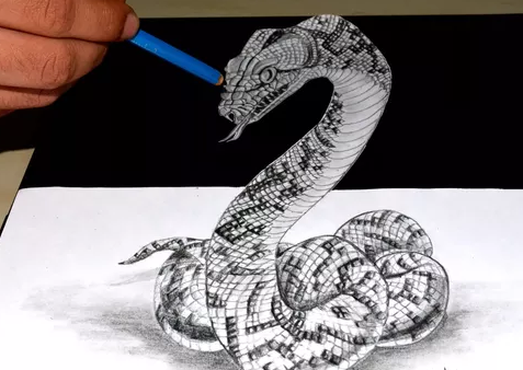 477x338 Teen Drawing The Art School Of Peterborough - 3d Drawing Of A Snake