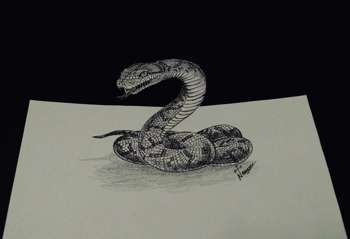 350x239 Drawing Of Snake - 3d Drawing Of A Snake