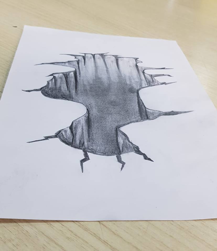 828x960 Crack On Paper - 3d Drawing On Paper