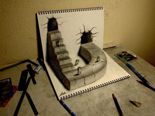 500x375 Amazing Drawings On Flat Sheets Of Paper - 3d Drawing Paper