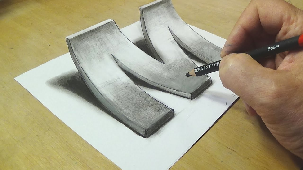 1280x720 How To Draw Letter M - 3d Drawing Pictures