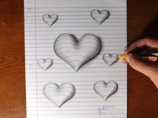 320x240 Drawing On Paper How To Draw Hearts Line Paper Trick Art - 3d Drawing Printable