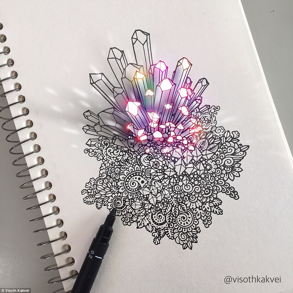 962x962 mind bending drawings that jump off - 3d Flower Drawing