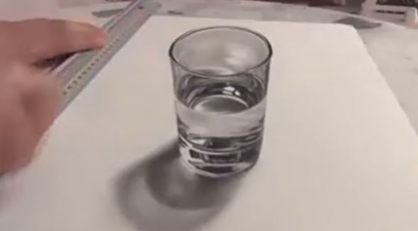 590x326 Glass Of Water Drawing - 3d Glass Drawing