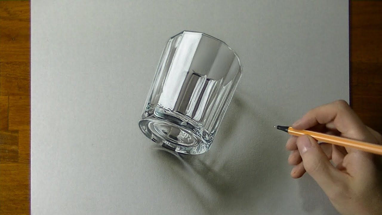 1280x720 Drawing Of A Glass - 3d Glass Drawing