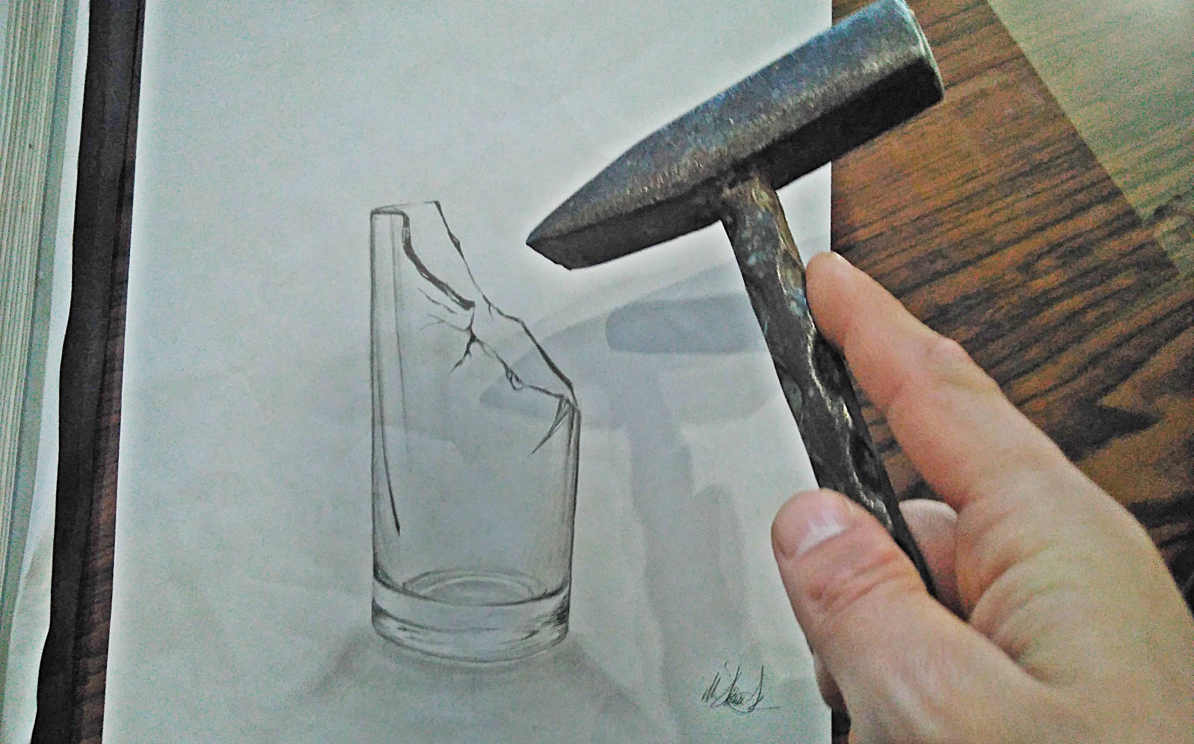 4160x2593 broke the glass - 3d Glass Drawing