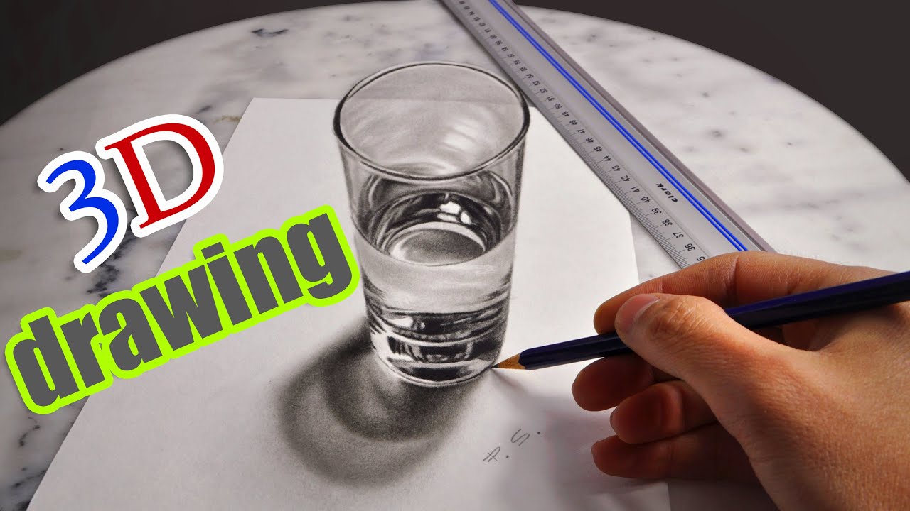 1280x720 Drawing A Realistic Glass Of Water Amazing Illusion - 3d Glass Drawing
