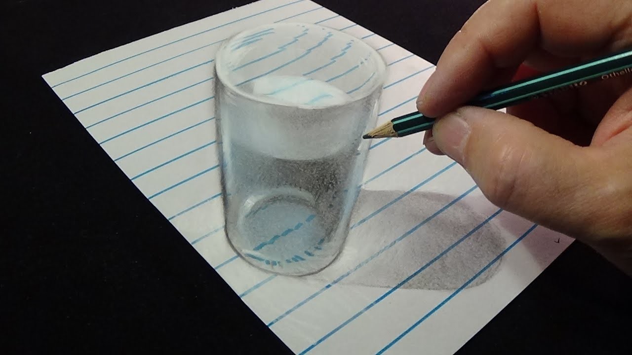 1280x720 Drawing A Glass Of Water - 3d Glass Of Water Drawing