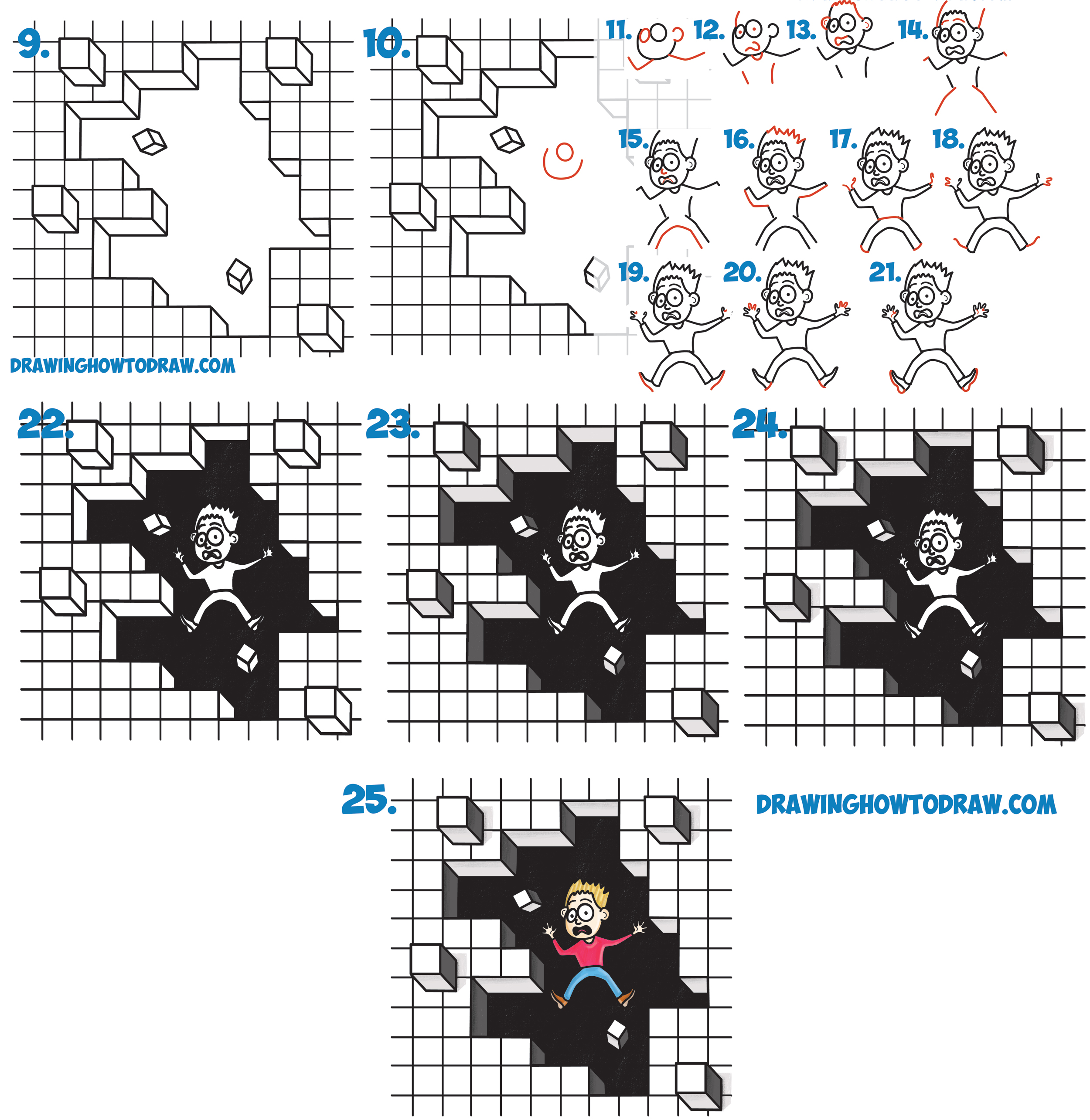 2500x2570 How To Draw Cool Stuff Draw A Hole In Grid Paper With Cubes - 3d Grid Drawing