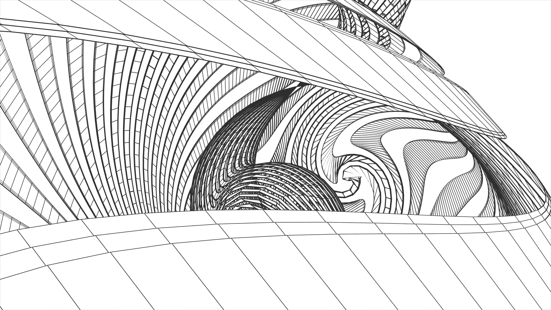 1920x1080 Grid Net Polygonal Wireframe Abstract Spiral Drawing Animation - 3d Grid Drawing