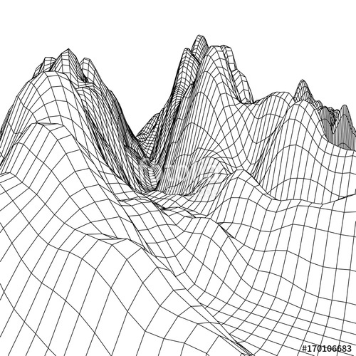 500x500 abstract mountains range mesh background terrain grid isolated - 3d Grid Drawing