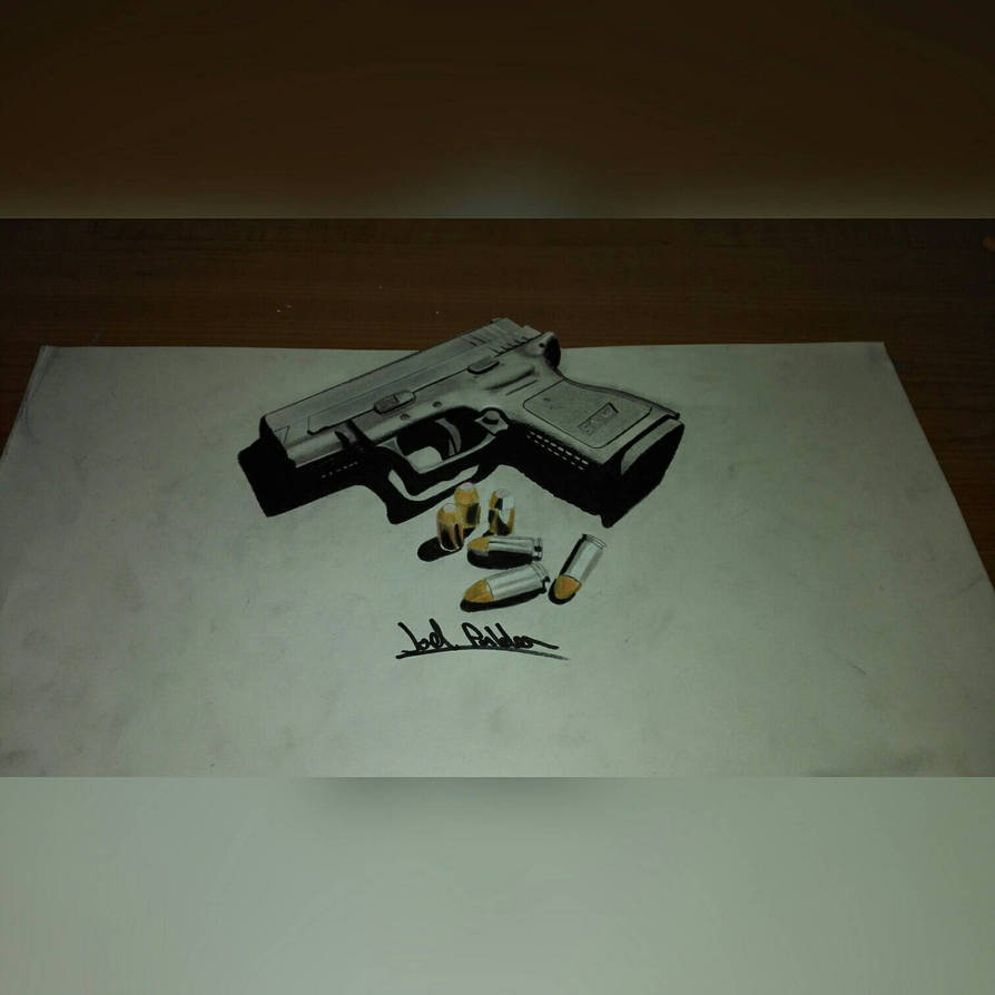 894x894 Realistic Gun Drawing - 3d Gun Drawing