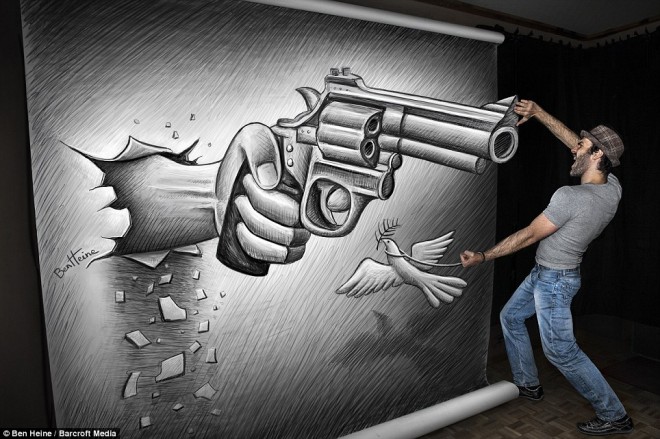 660x439 Gun Pencil Drawing - 3d Gun Drawing