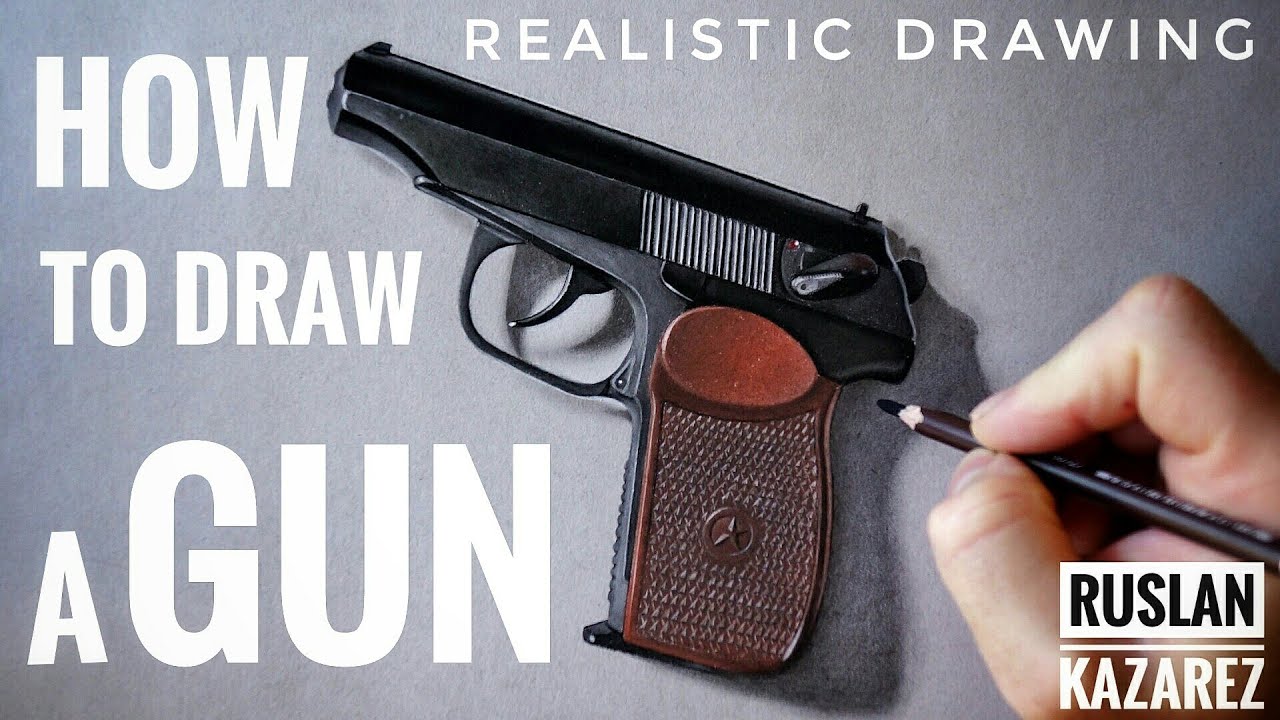 1280x720 How To Draw A Gun - 3d Gun Drawing