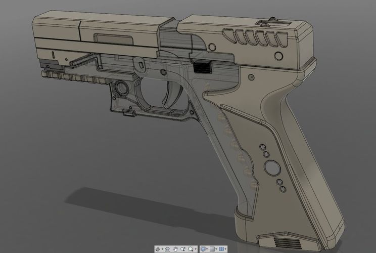 744x500 Printed Ghost In The Shell Major Termoptic Pistol - 3d Gun Drawing