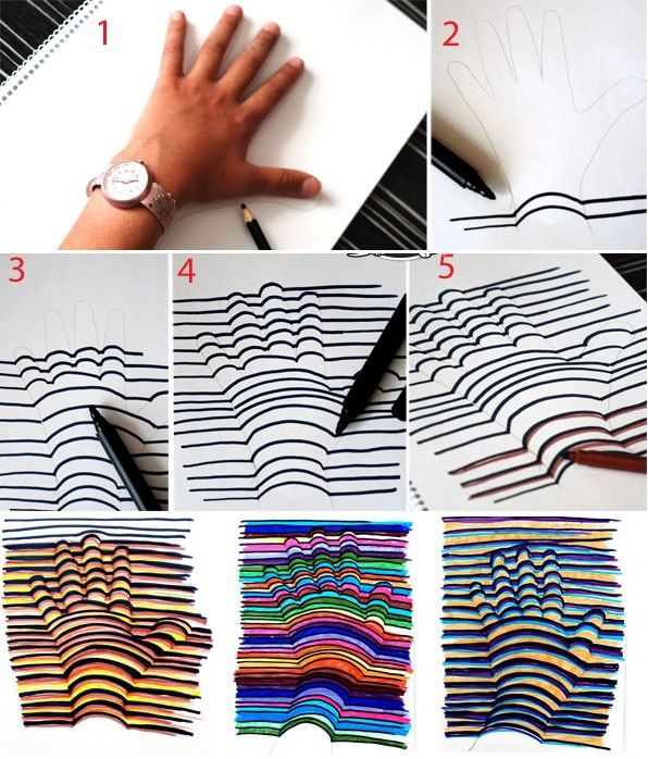 596x698 How To Make Hand Drawing - 3d Hand Drawing