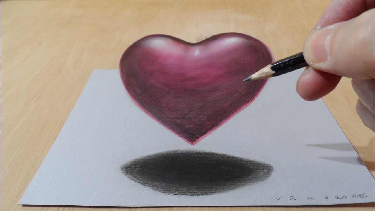 1280x720 Drawing Heart - 3d Heart Drawing