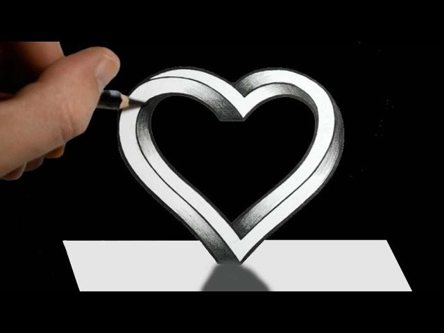640x480 how to draw heart, easy drawing heart, trick art floating heart - 3d Heart Drawing