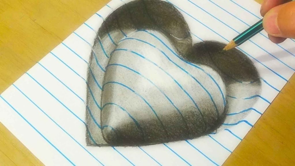 1024x576 How To Draw Heart - 3d Heart Drawing
