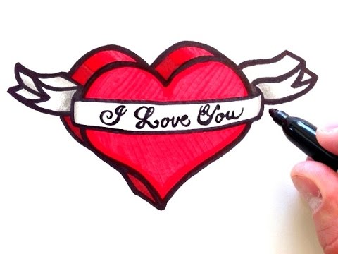 480x360 How To Draw A Heart With Ribbon - 3d Heart Drawing