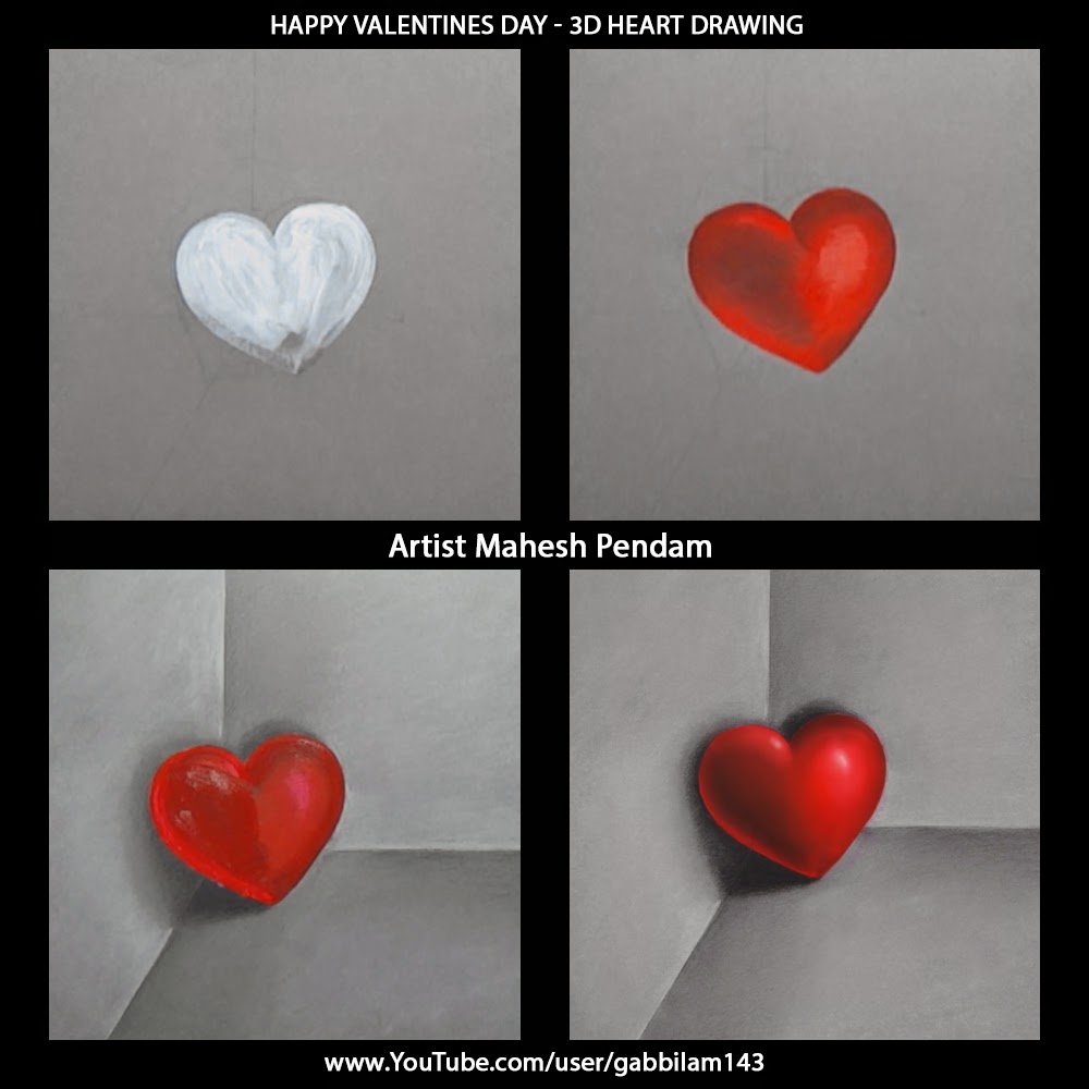 1000x1000 Mahesh Pendam Valentine Day - 3d Heart Drawing