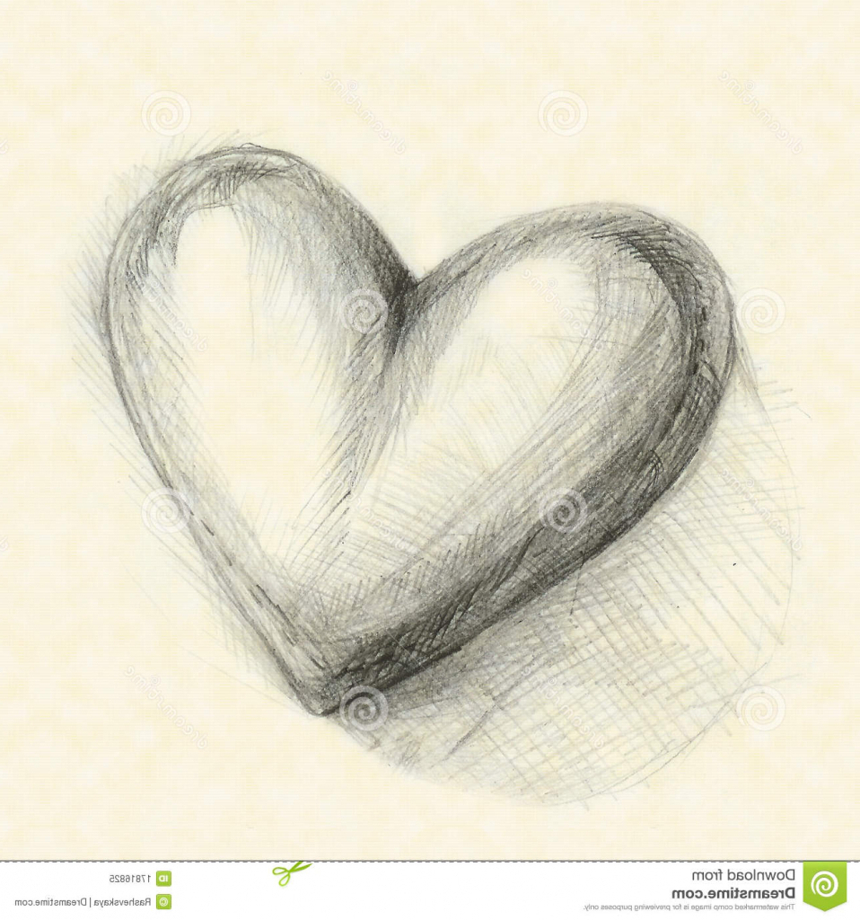 958x1024 Pencil Sketch Heart Cute Pencil Drawing With Heart Sketches - 3d Heart Drawing