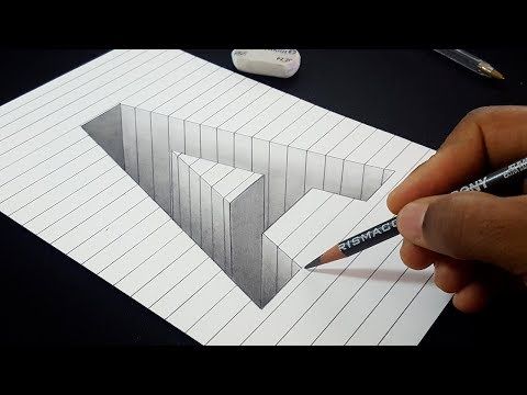 480x360 easy drawing! how to draw hole letter a shape in line paper - 3d Hole Drawing