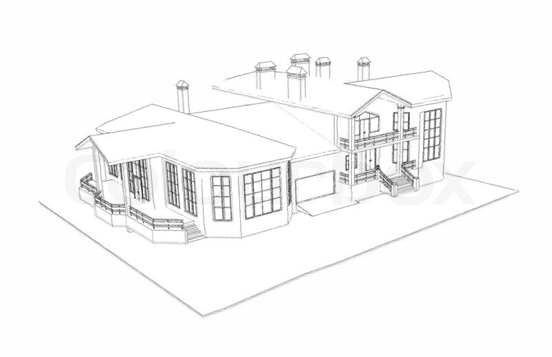 800x517 House Technical Draw Stock Photo Colourbox - 3d House Drawing