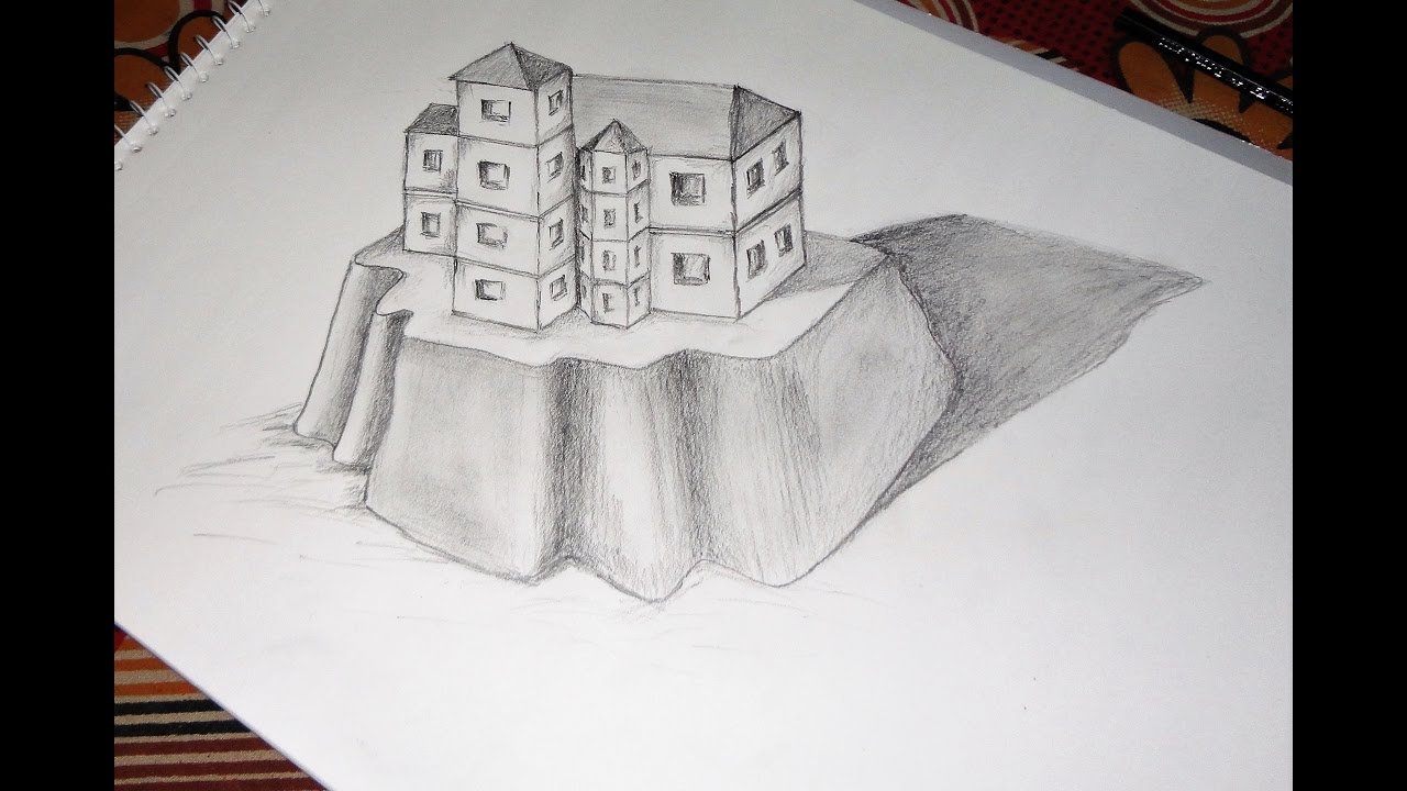1280x720 How To Draw House Step - 3d House Drawing