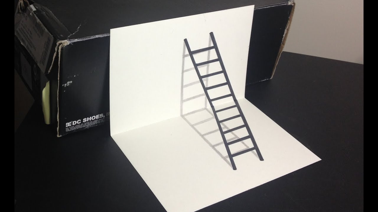 1280x720 ladder optical illusion drawing - 3d Illusion Drawing