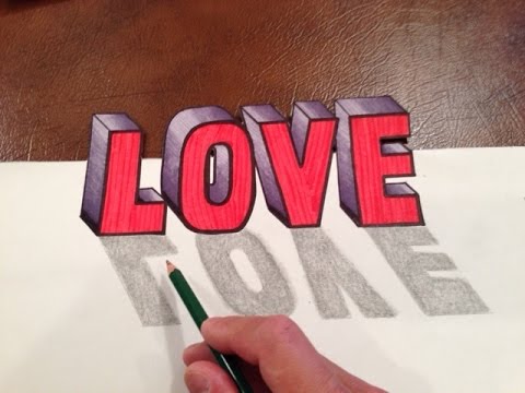 480x360 How To Draw Love In Optical Illusion Trick Art - 3d Love Drawing