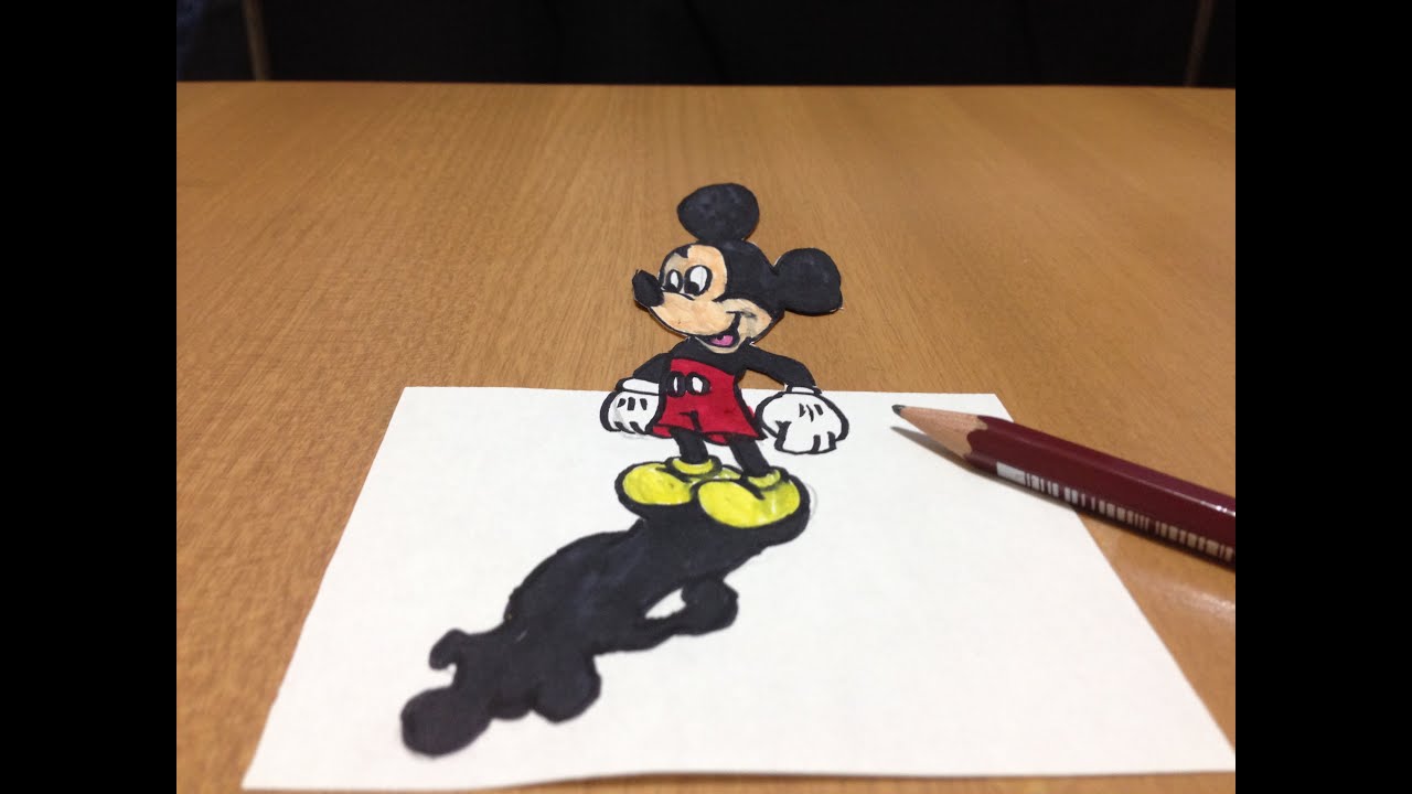 1280x720 How I Draw Mickey Mouse Trick Art, Time Lapse - 3d Mickey Mouse Drawing