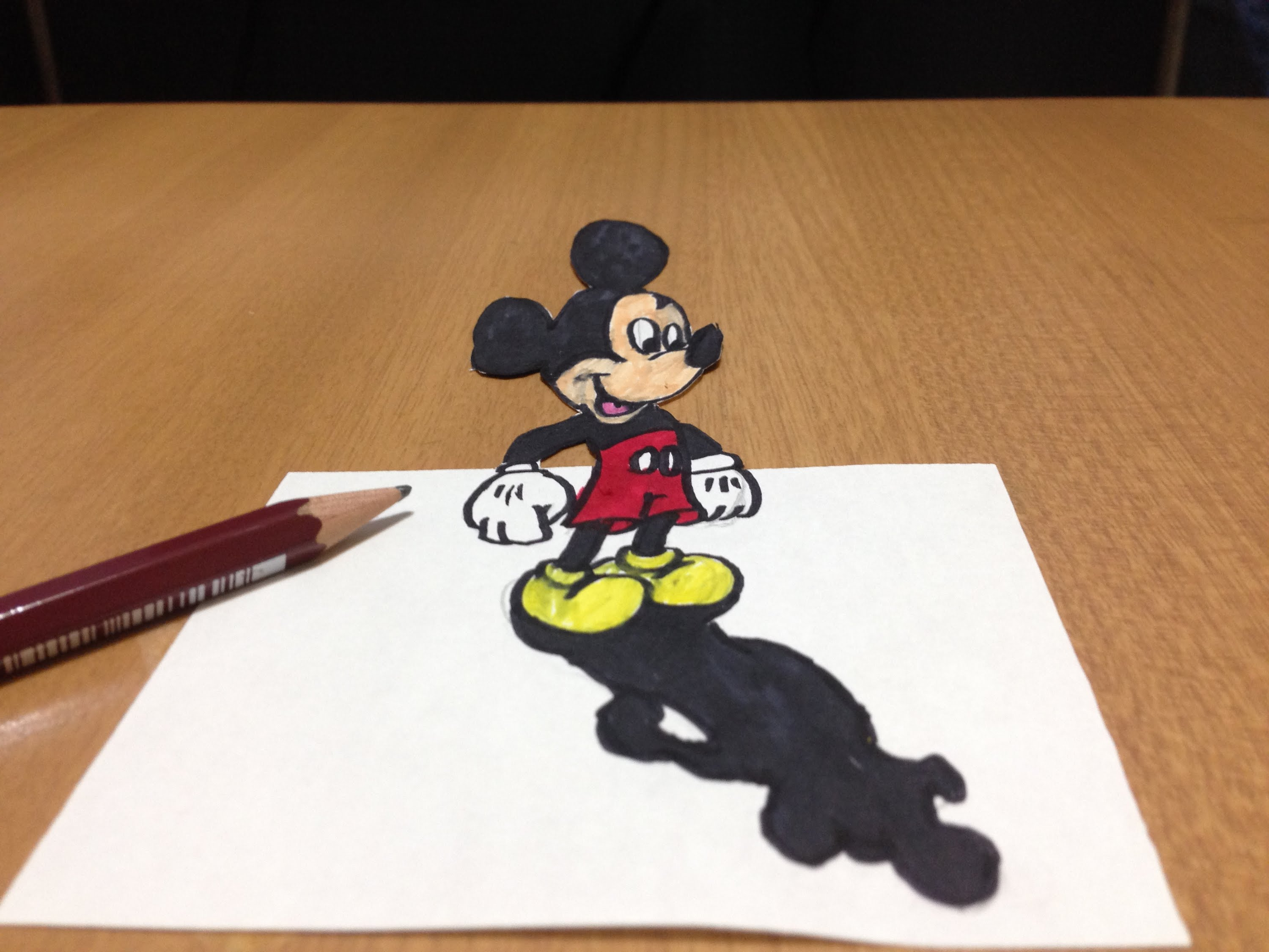 3000x2250 Cartoons Drawn How I Draw Mickey Mouse Trick Art, Time Lapse - 3d Mickey Mouse Drawing