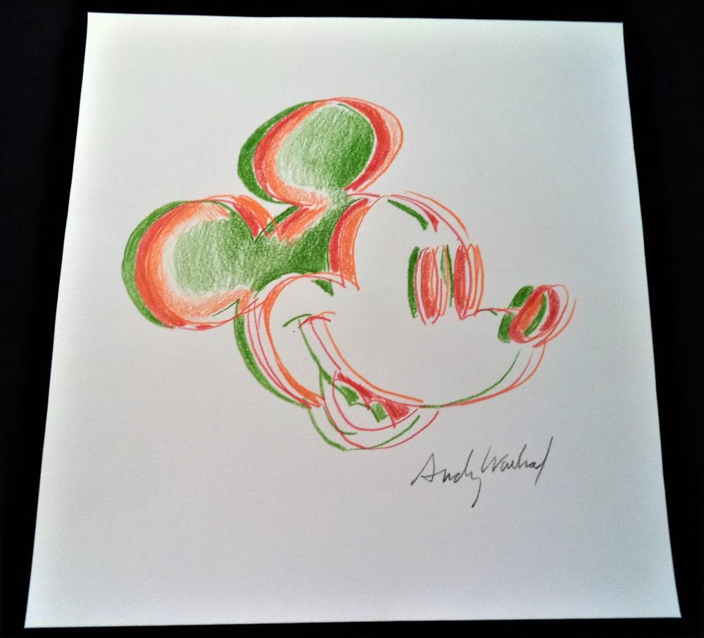 1000x907 signed andy warhol disney mickey mouse colored pencil dra - 3d Mickey Mouse Drawing