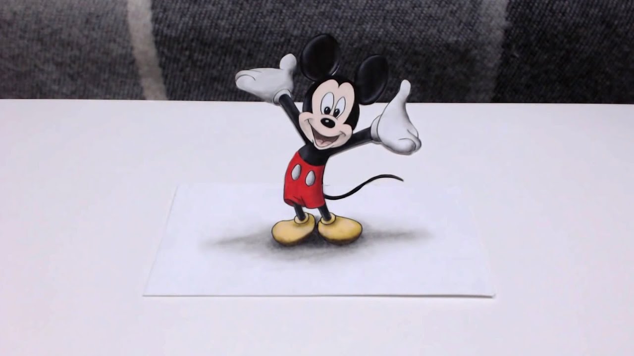 1280x720 Speed Drawing Mickey Mouse Artwork - 3d Mickey Mouse Drawing