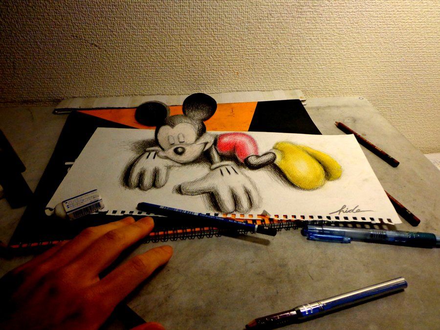 900x675 Beautiful Art - 3d Mickey Mouse Drawing