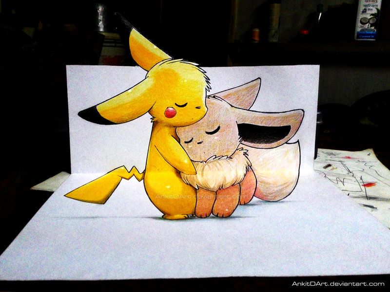 800x600 Pikachu And Eevee !!! - 3d Pokemon Drawing