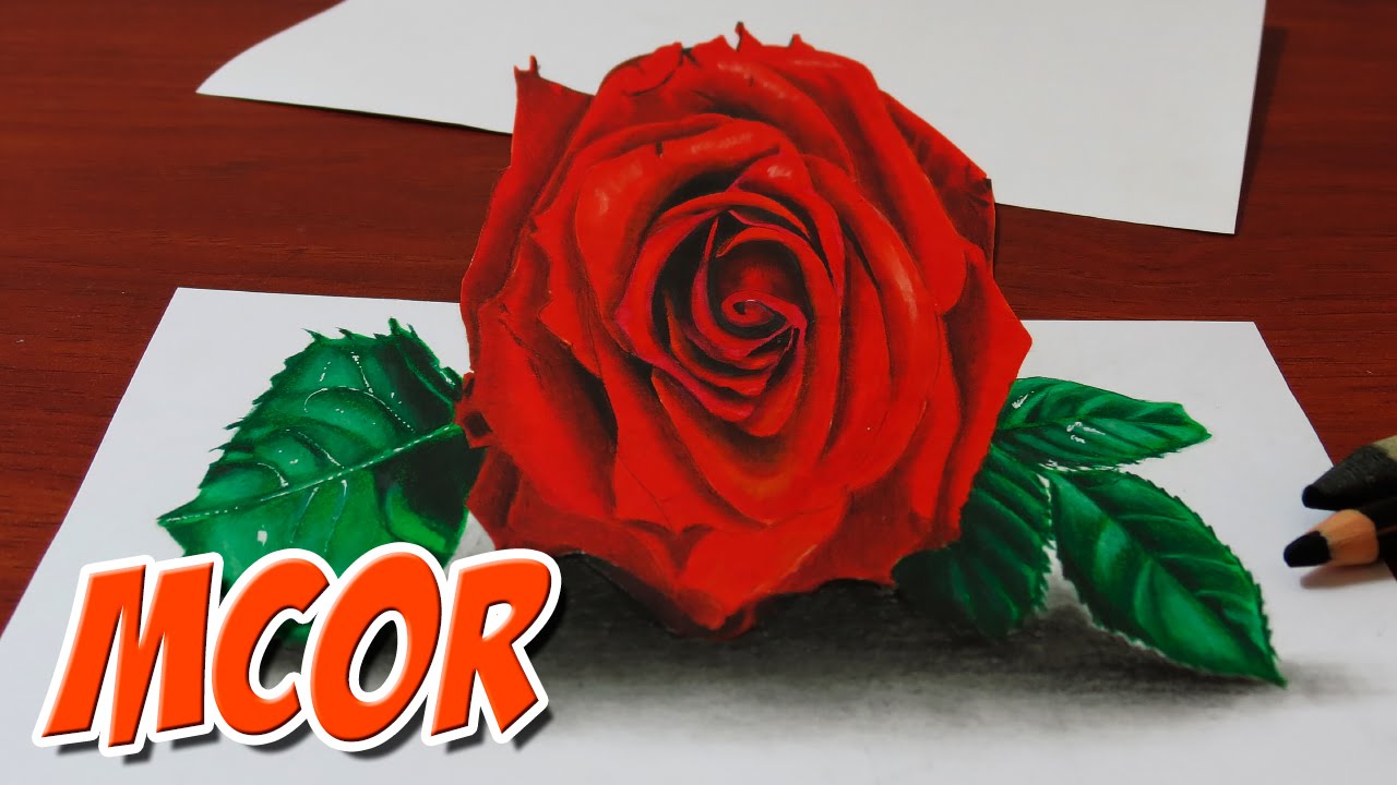 1280x720 How To Draw A Red Rose - 3d Rose Drawing