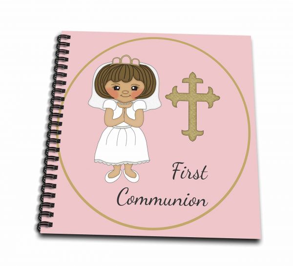 600x545 rose first communion girl with cross and veil pink drawing book - 3d Rose Drawing