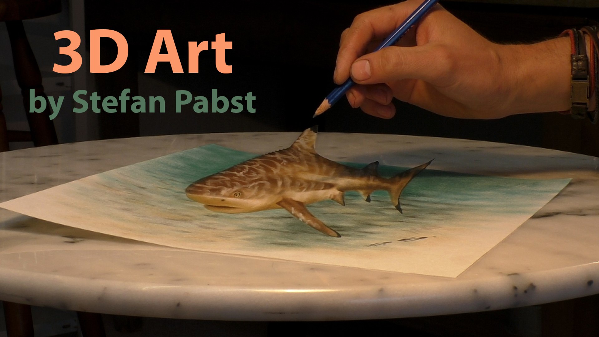 1920x1080 Drawing Shark Speed Painting An Optical Illusion - 3d Shark Drawing